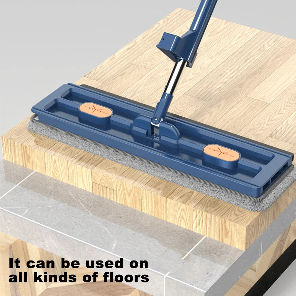 360 Rotating Microfiber Flat Mop - Self-Contained Lazy Floor Cleaner