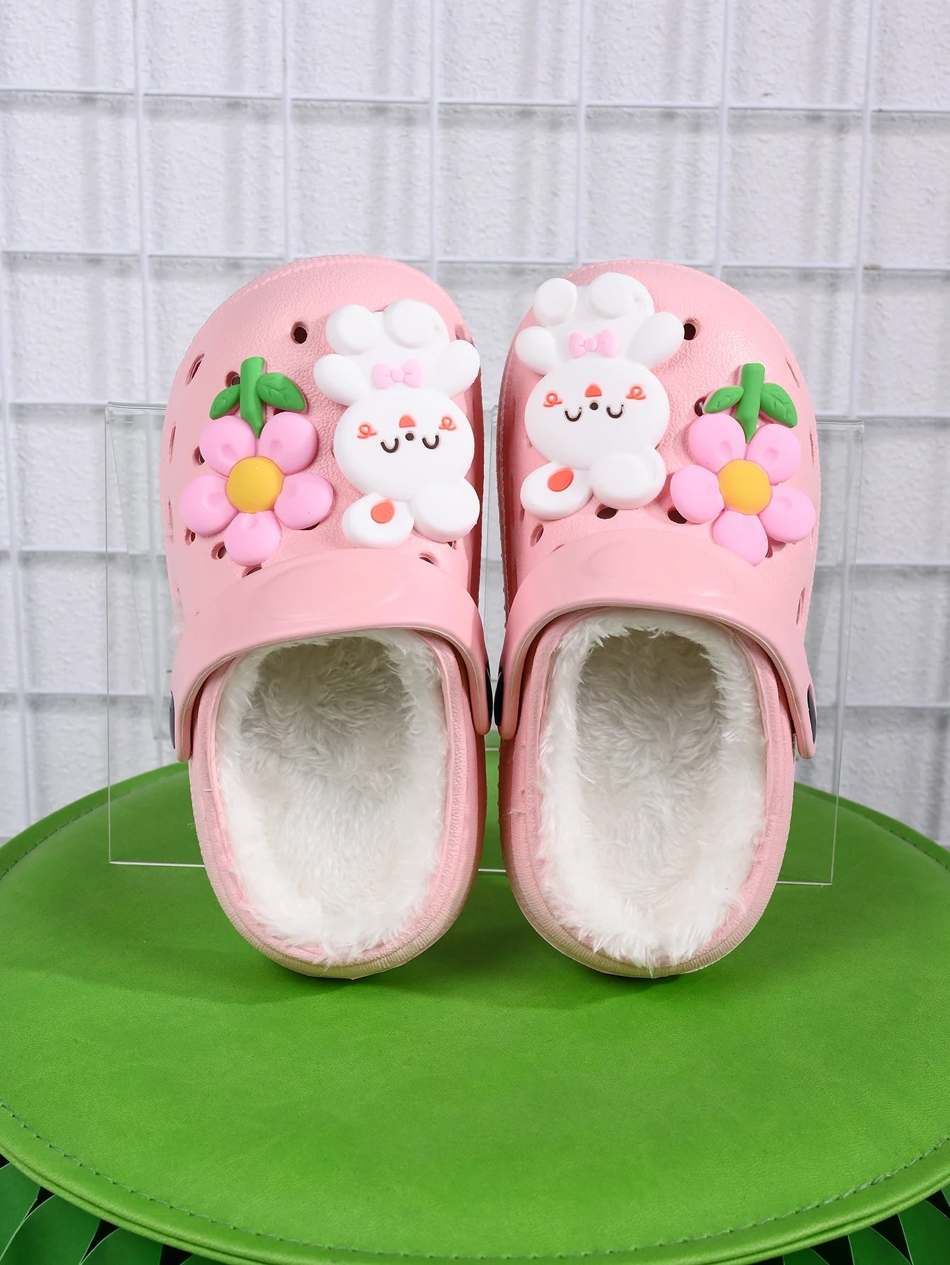 Children's Winter Slippers - Plush Rabbit Pink Girl Anti Slip Cotton Shoes