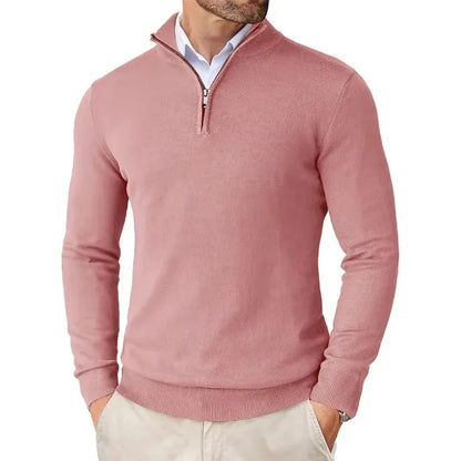 Men's Quarter Zip Up Sweaters Slim Fit Lightweight Pullover Outdoor Mock Neck Tops Half Turtleneck Knitted Streetwear