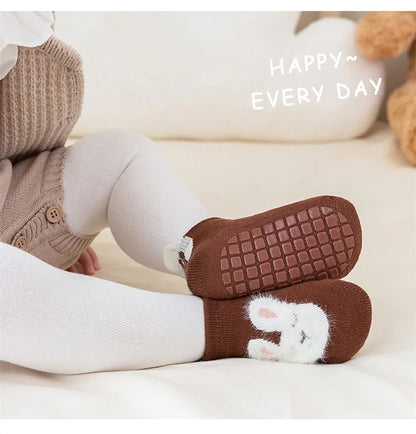 0-5Years Winter Thick Terry Cotton Baby Girl Sock with Rubber Soles Infant Animal Funny Sock Newborn Baby Indoor Floor Socks New