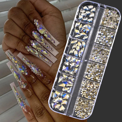 Mini Caviar Beads Nail Art Set - GoldSilver Micro Ball Charms with Magnetic Pen