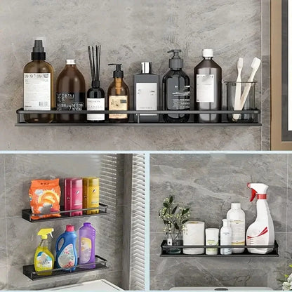 Wall-Mounted Aluminum Bathroom Storage Rack - Cosmetic Organizer
