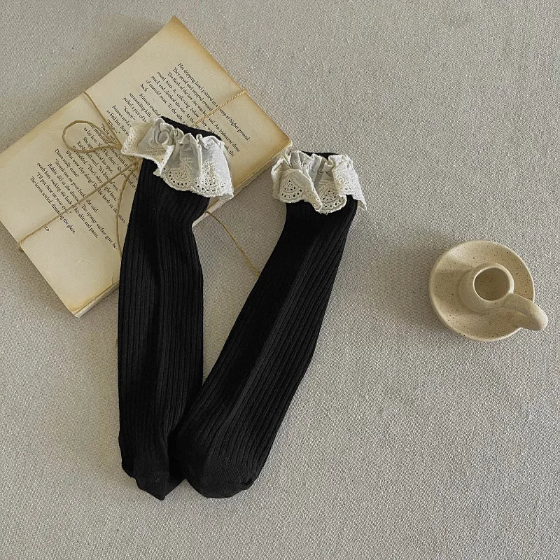 Ruffle Baby Girls Knee High Socks Long Kids Soft Cotton Lace Stuff Princess Children Leg Warmers Cute Girl Socks For 0-8Years