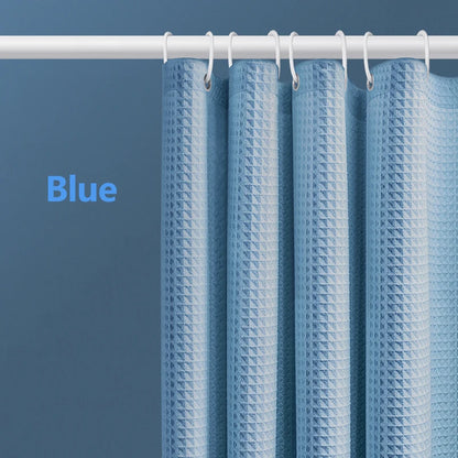 Waterproof Thickened Waffle Shower Curtain - Mildew Resistant Solid Color Bathroom Decor - ZOOMNSTORE