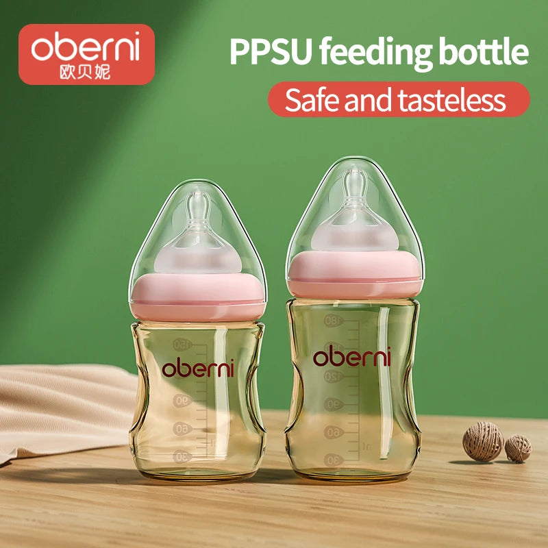 Oberni 150ml+180ml PPSU Imitated Breast Baby Milk Bottle set Anti bloating 0-6 Newborn Baby Bottle With Resistant to Falling