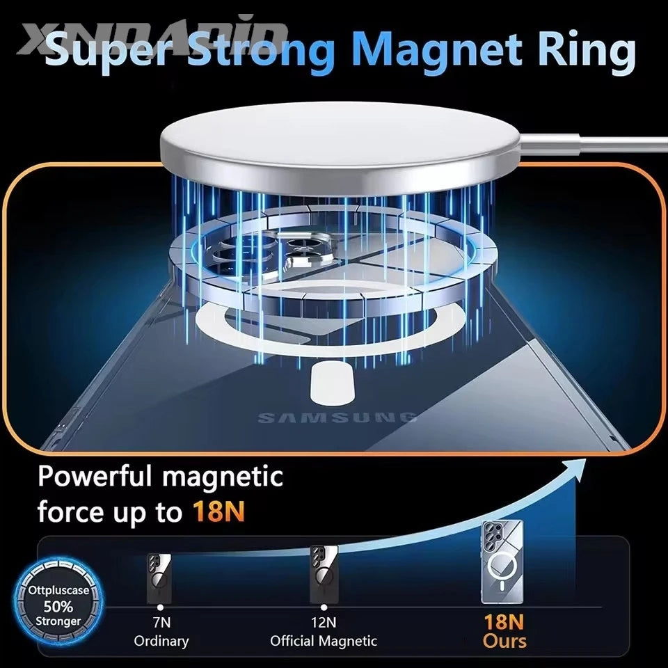 For Magsafe Magnetic Wireless Charging Case For Samsung Galaxy S25 S26 Ultra Plus FE S25Ultra 5G + Clear Shockproof Back Cover