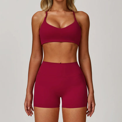 Women Yoga Sports Set - Running Fitness Outfit with Super Elastic, Breathable Gym Tracksuit