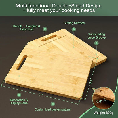 Bamboo Cutting Board – Double Sided Kitchen Cutting Board | Thick Durable Wood Chopping Block