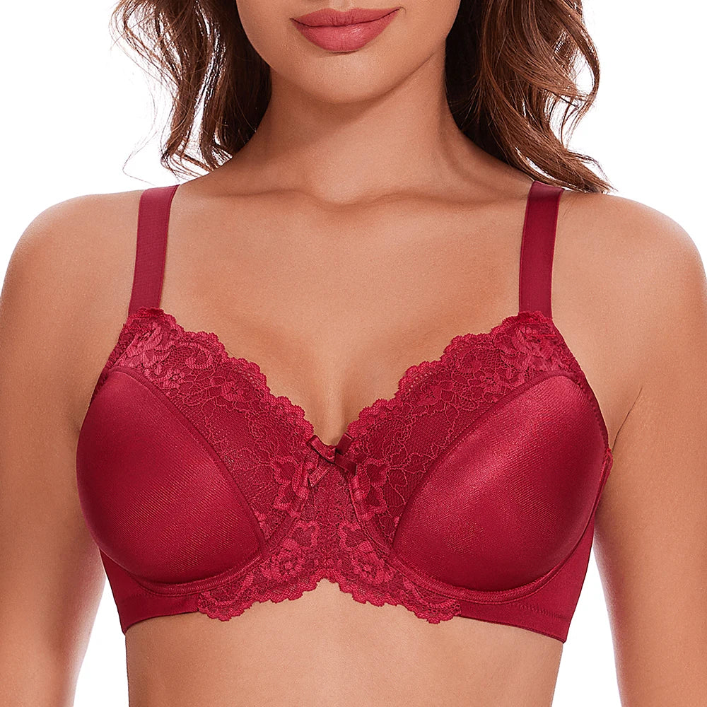 Sheroine Underwire Women Bras Lace Floral Minimizer Full Coverage Non Padded Unlined Everyday Comfort Support T-Shirt Bra