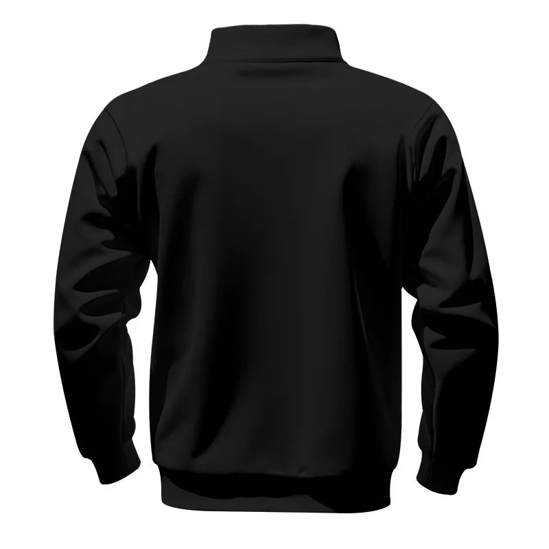 American autumn and winter heavy fleece long-sleeved men's sweater half zipper loose stand-up collar pullover men's sweater