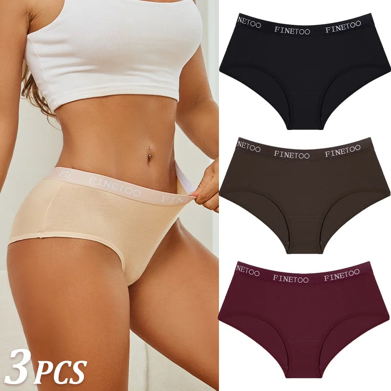 Women Cotton Briefs - Soft Breathable Low-Rise Panties 3Pcs Cotton Underwear Set