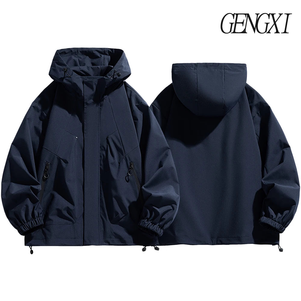 Windproof Waterproof Jacket - Plus Size Workwear Coat With Breathable Zipper Closure