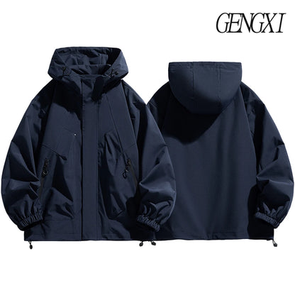 Windproof Waterproof Jacket - Plus Size Workwear Coat With Breathable Zipper Closure
