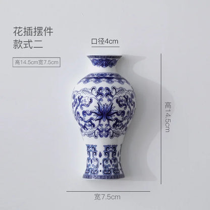 Antique Blue and White Ceramic Vase - Porcelain Flower Container for Home Decoration