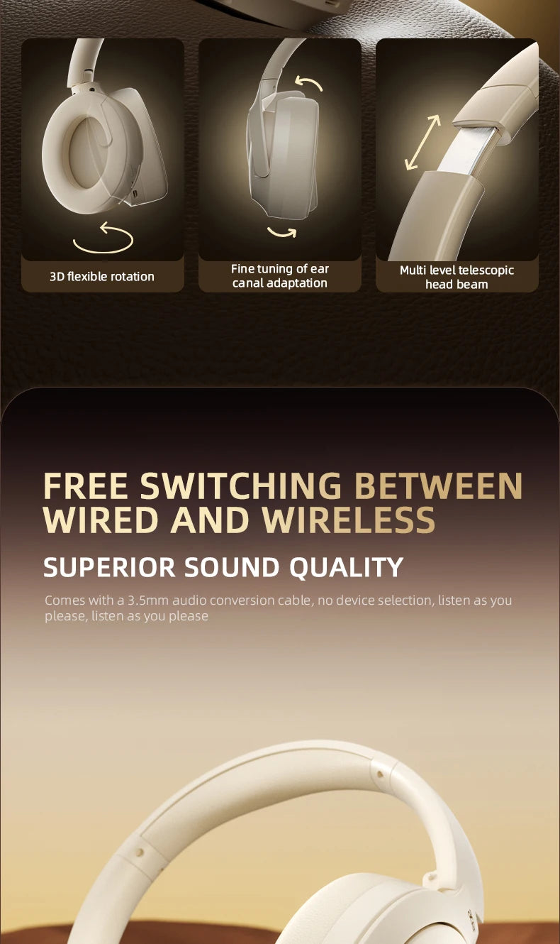 Acer ANC Wireless Headphones HIFI Headset Bluetooth 5.4 ENC HD Mic Head Tracking 3D Spatial Audio -42dB ANC Low Latency OHR305