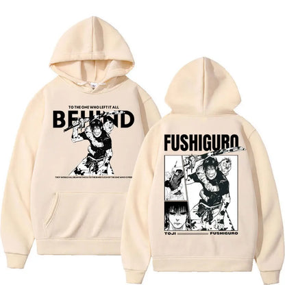 Anime Jujutsu Kaisen Fushiguro Toji Retro Hoodies Men's Harajuku Vintage Manga Long Sleeve Fleece Loose Fashion Casual Tracksuit