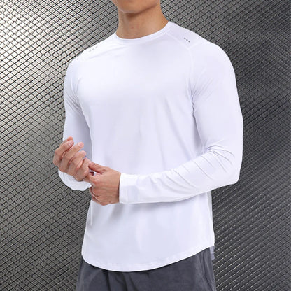 Men Compression Shirt - Long Sleeve Running Gym Top With Moisture Wicking Fabric