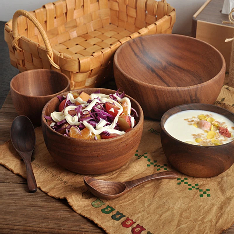 Acacia Wooden Bowl - Japanese Style Salad and Soup Tableware