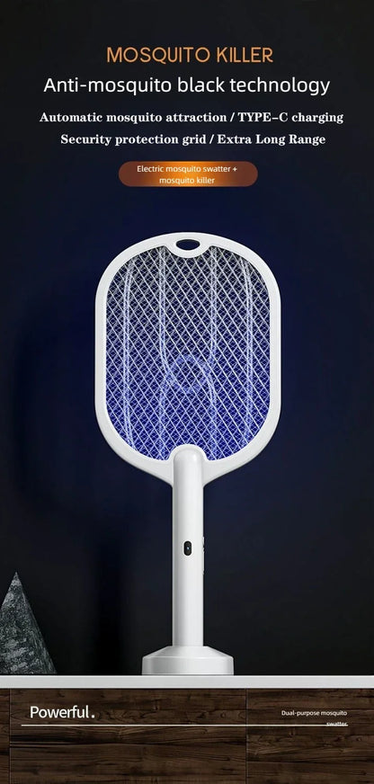 Upgraded 3000V Mosquito Swatter with TYPE-C Charging, 3 in 1 Electric Mosquito Swatter, Mosquito Killer Lamp