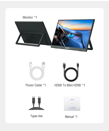 Portable Touch Monitor 16 Inch HDR Display - USB-C, HDMI, Built-In Speakers, Detachable Stand