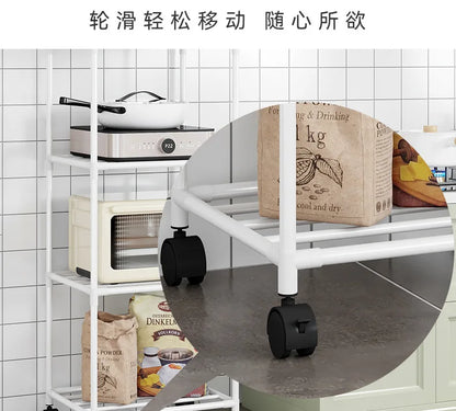 Microwave Oven Rack - Multi-Layer Removable Kitchen Storage Rack with Wheels