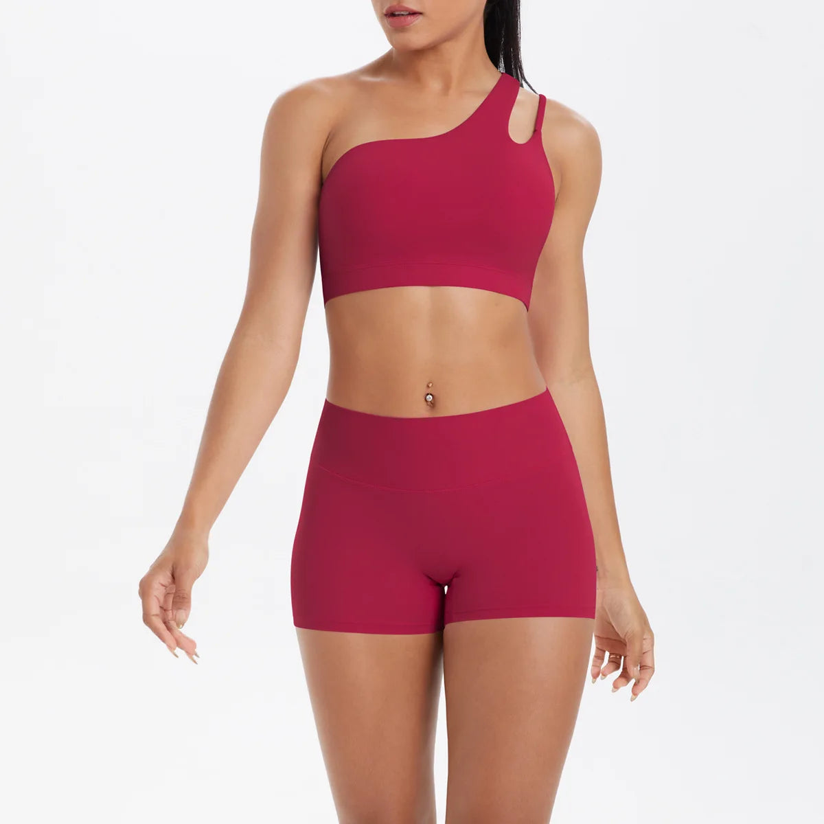 JUREN Yoga Clothes Set 2 Piece Gym Sports Shorts Set Women Tracksuit High Waist Shorts Fitness Suit Running Bra Workout Outfits