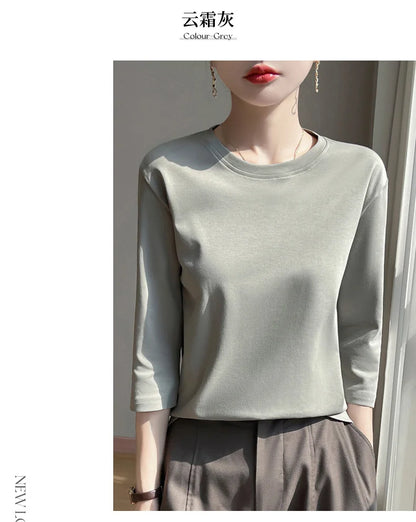 Cropped Mercerized Cotton T-Shirt - 100 Cotton Short Sleeve for Spring  Summer 2023