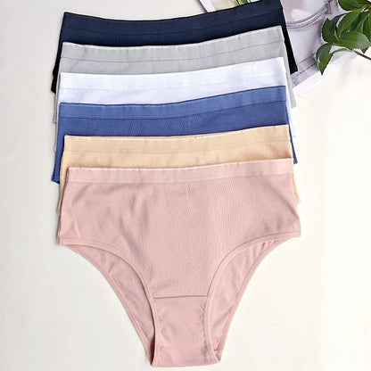 3Pcs/Set Women Cotton Panties High Waist Underwear Female Underpants Solid Color Soft Stretch Briefs Comfort Sexy Lingerie S-L