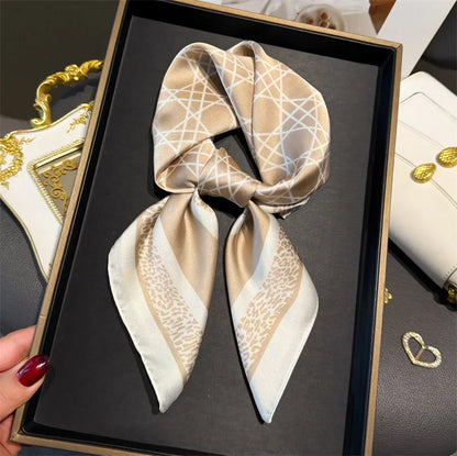 Luxury Silk Scarf - Chain Print Thin Neck Scarf for Women 70x70cm