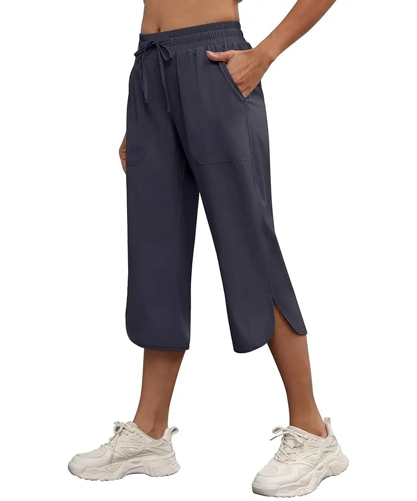 Women Casual Cropped Capris Cargo Pants, Outdoor Lightweight Capris Yoga Flared Pants, Breathable Quality Sweatpants