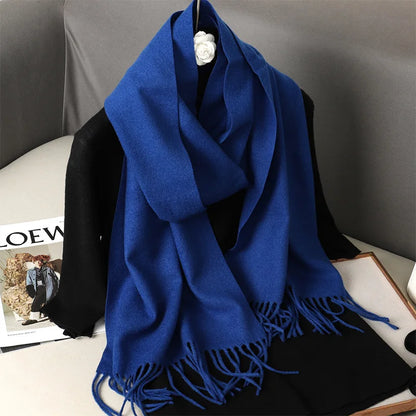62-Color Cashmere Winter Scarf - Warm Thicken Pashmina Shawl with Tassels