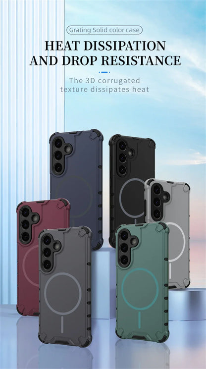 Anti-slip Bumper Armor Magnetic Phone Case For Samsung S24 S25 S26 Plus S23 Ultra A56 A55 A54 A35 A34 A25 A15 For Magsafe Cover