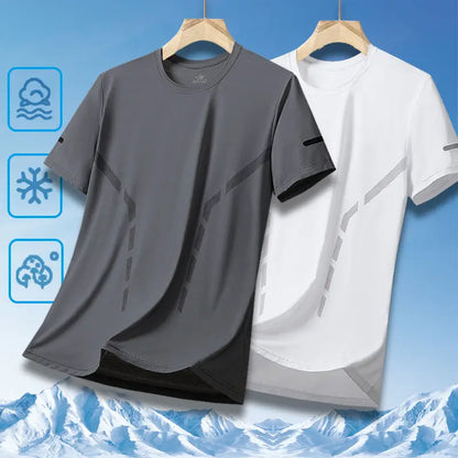 Men's Ice-Silk T-Shirt – Quick-Dry Breathable Round-Neck Tee (Plus Size)