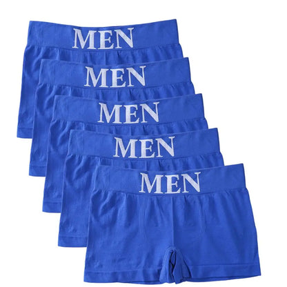 5PCS Thin High Elastic Men's Boxers Comfortable Plain Color Boxer Briefs Breathable Solid Underpants for Men