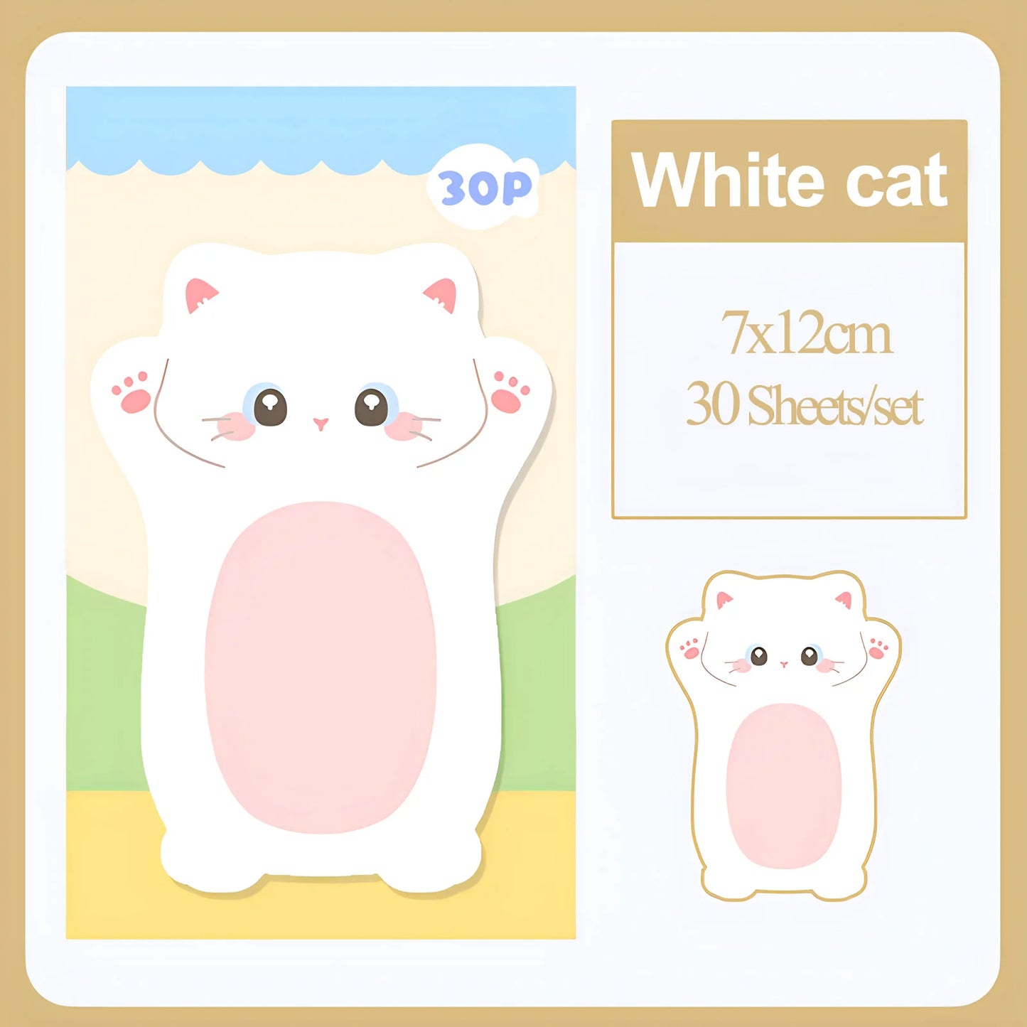 Aesthetic Cat Sticky Notes - Cute Kawaii Memo Pad for Daily Planning
