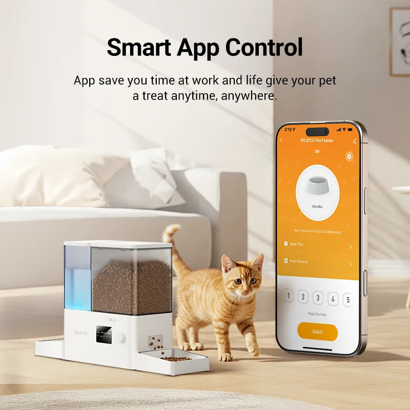ROJECO 8.5L Automatic Pet Feeder Water Fountain WIFI APP Remote Control Smart Dog 5L Food Dispenser 3.5L Gravity Water Drinker ﻿