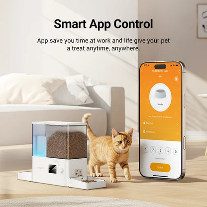 ROJECO 8.5L Automatic Pet Feeder Water Fountain WIFI APP Remote Control Smart Dog 5L Food Dispenser 3.5L Gravity Water Drinker ﻿