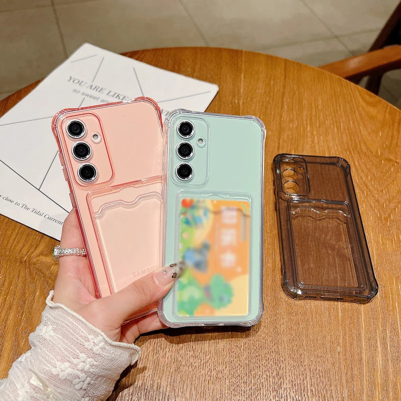 Case For Samsung Galaxy S25 Edge S26 S22 S23 S24 Ultra S24 S25 FE A57 A37 A17 A56 A55 A54 A15 A36 A26 Card Bag Clear Phone Cover
