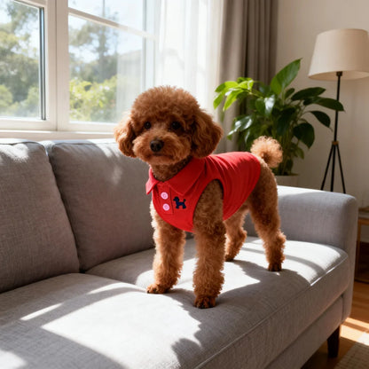 Solid Color Polo Shirt Puppy Thin Breathable T-shirt Cat Vest Bipod Pet Clothing Skin Friendly and Delicate