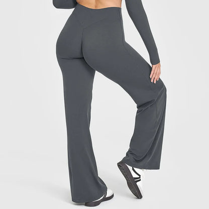 VEQKING Soft Active Women Yoga Pants Strait-leg Yoga Pilates Trousers Naked Feel Gym Fitness Peach Hip Outfits Loose Fit Bottoms