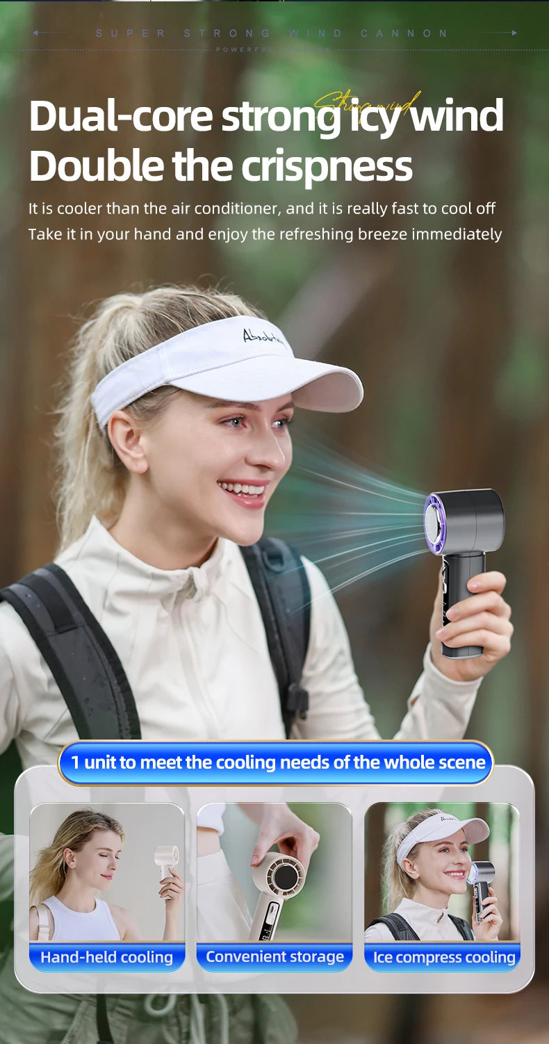 Portable Handheld Turbo Fan 100 Wind Speeds Adjustable Mini Personal Fan Battery Operated Electric Eyelash Fan
