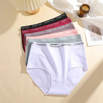 FINETOO 5PCS/Set Cotton High Waist Panties Women's Seamless Breathable Underwear Sexy Stretchy Comfort Briefs Lingerie S-XXL