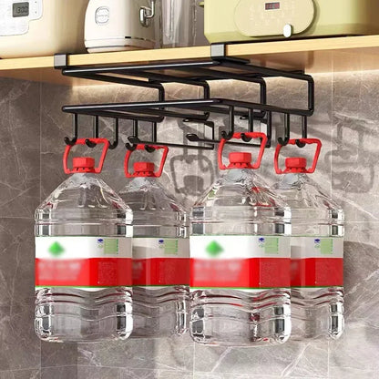 Kitchen Organizer Rack - Stainless Steel Hanging Kitchen Rack with Hooks for Cutting Board, Paper Towel & Pot Lid Storage