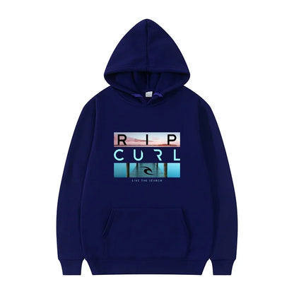 Men's hooded black casual street style sports shirt  suitable for surfing enthusiasts and fashion enthusiasts