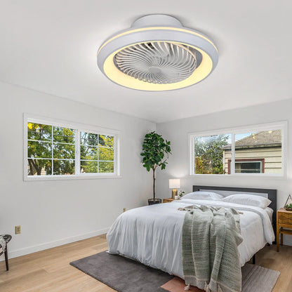 6-Speed Enclosed Circular Fan Light with Remote Control, Bedroom Fan Light, Living Room Bedroom Dining Room Ceiling Light