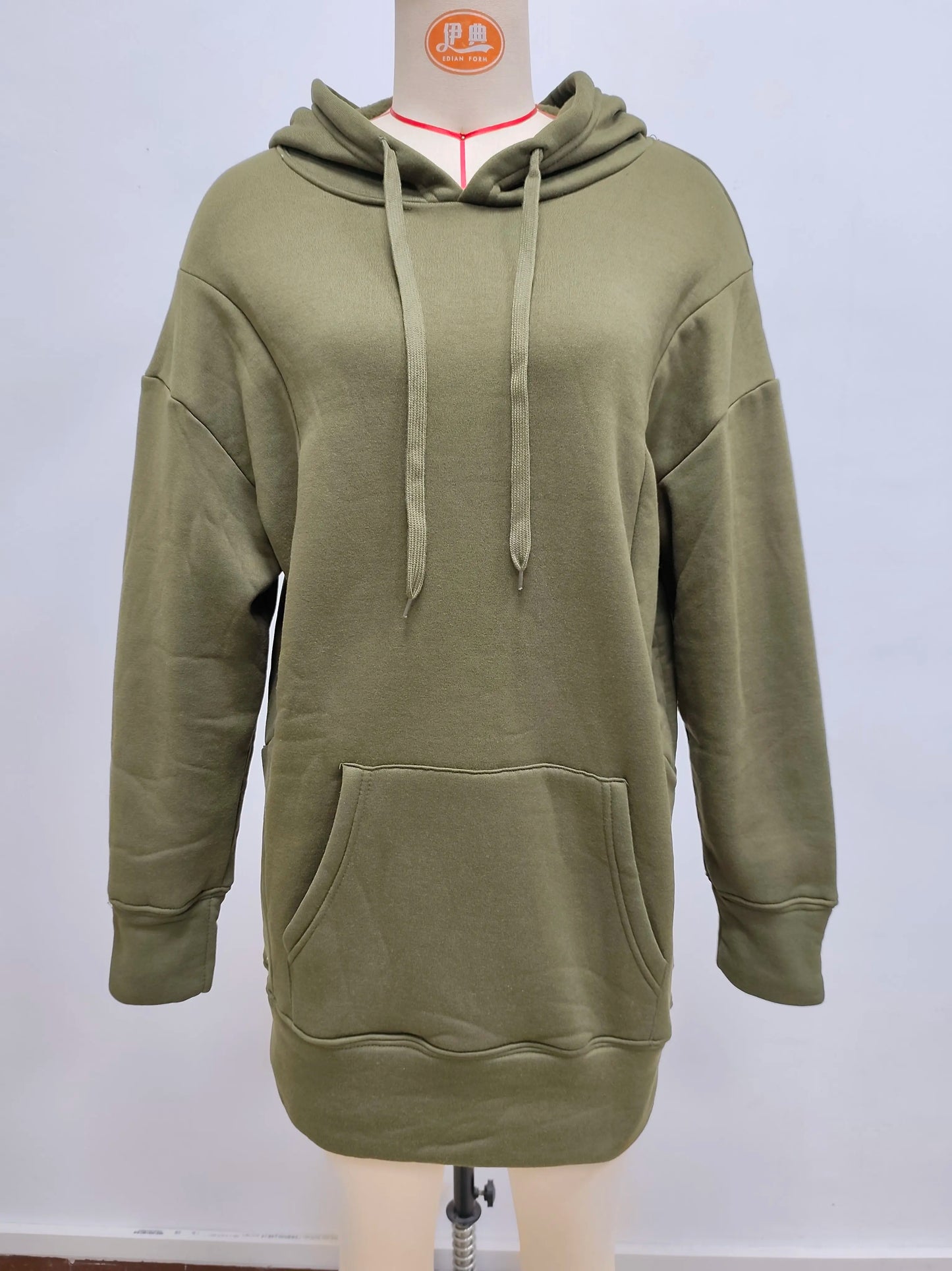 Oversized Hoodie Dress Women Loose Long Sleeve Pocket Drawstring Sweatshirt Dress Casual Streetwear Daily Wear Warm Pullover