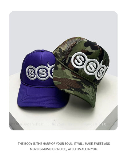 New Unisex Personal Devil Horns Letters Embroidery Baseball Hats Breathable Mesh Sunshade Hip Hop Trucker Caps Versatile Outdoor