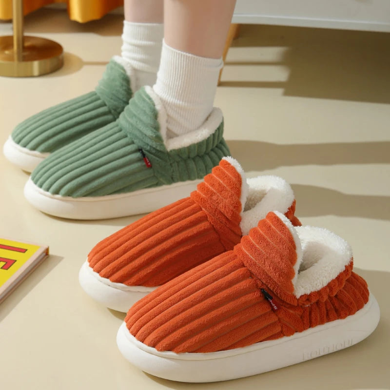 Mens Plush Indoor Slippers - Soft Fluffy Cotton House Shoes - ZOOMNSTORE