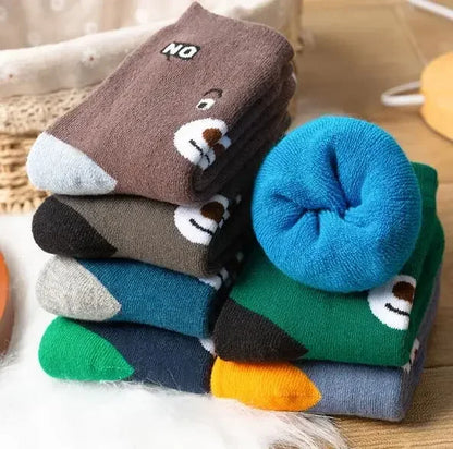 5 Pairs/Lot Kids Scoks Autumn Winter Kids Warm Thicken Cotton Socks Unisex Boys Girls Cute Cartoon Animal Socks