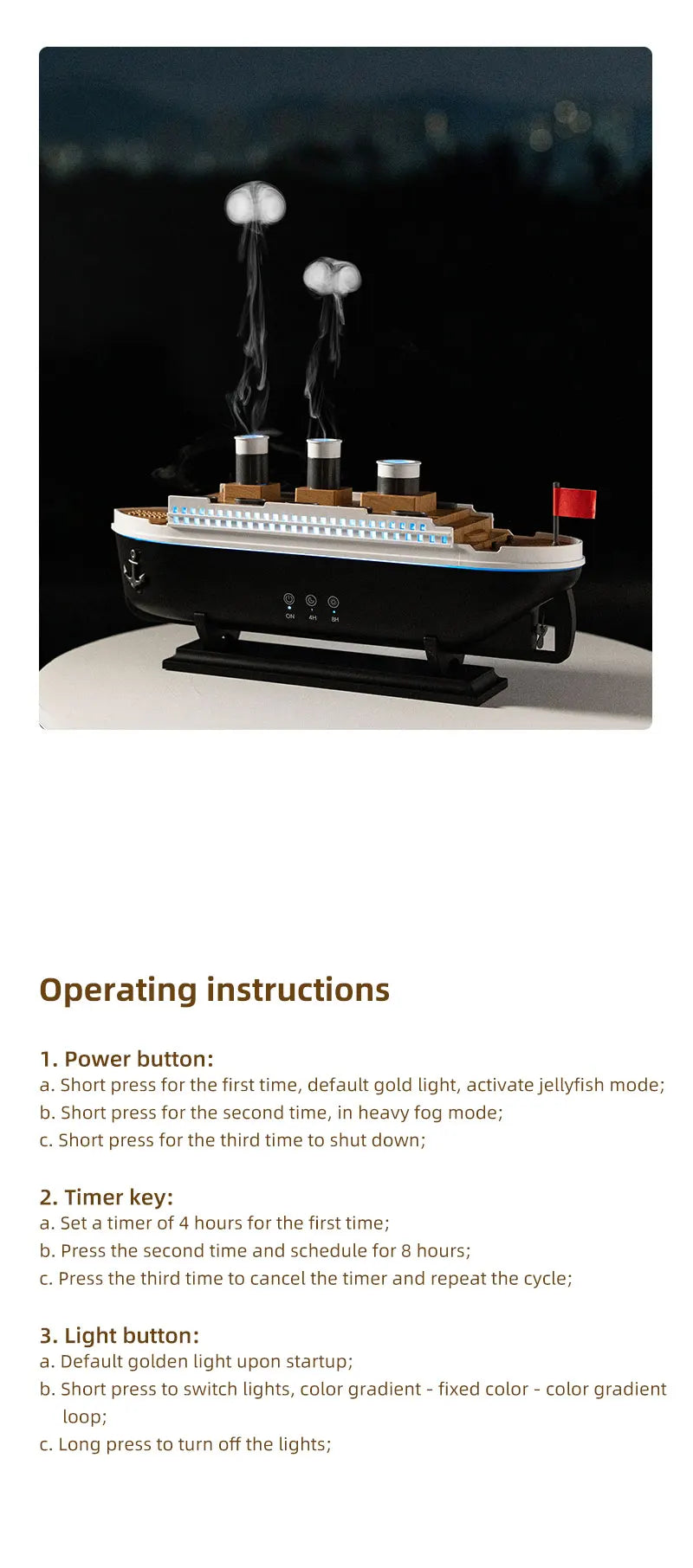 Ultrasonic Jellyfish Humidifier  Aroma Diffuser with Remote Control and Colorful Lighting